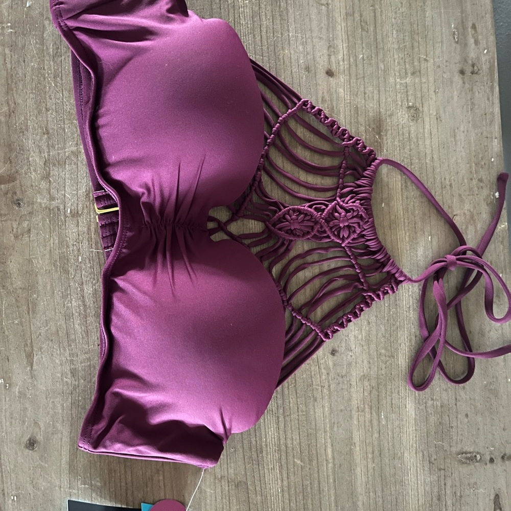 Ambrielle Magenta Halter Bikini Top